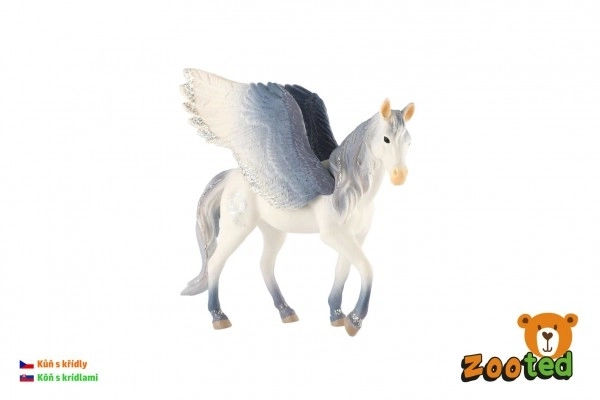 Cavallo Alato Bianco-Grigio in Plastica 14 cm