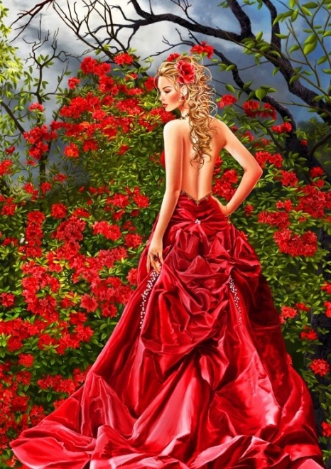 Puzzle Donna in Rosso 1500 Pezzi