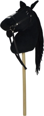 Cavallo di peluche su bastone con suoni, 70 cm, nero
