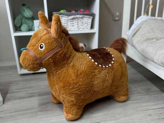 Cavallino rimbalzante in peluche per bambini – Marrone