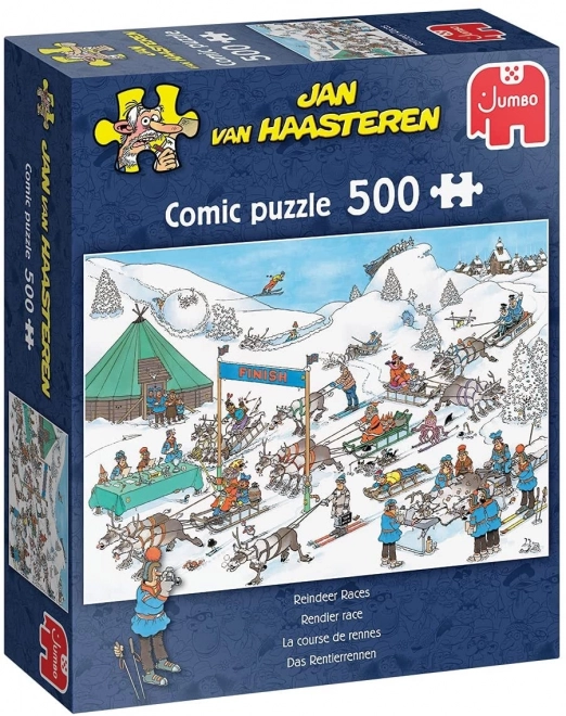 Puzzle da 500 pezzi Corsa delle renne di Jan Van Haasteren