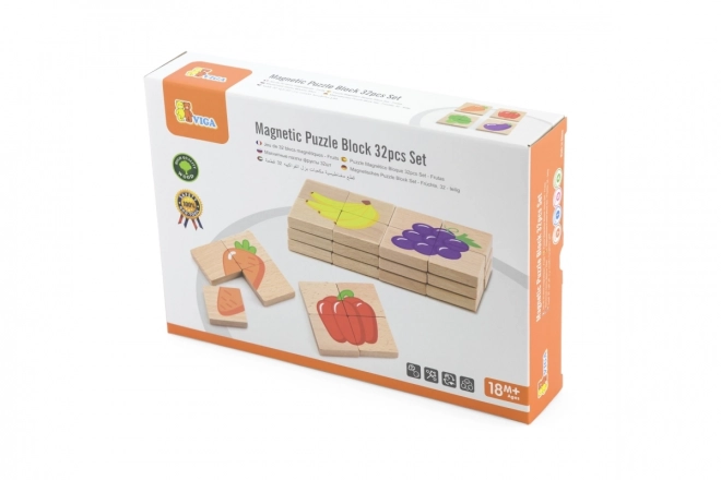 Puzzle magnetico in legno con frutta