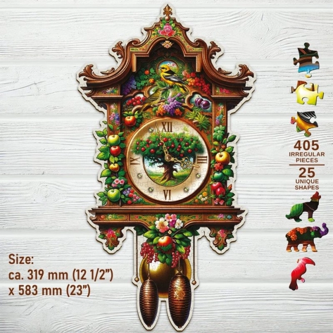 Puzzle in legno a forma di orologio a cucù