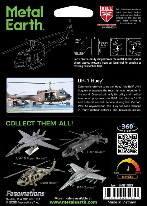 Puzzle 3D in metallo Elicottero UH-1 Huey