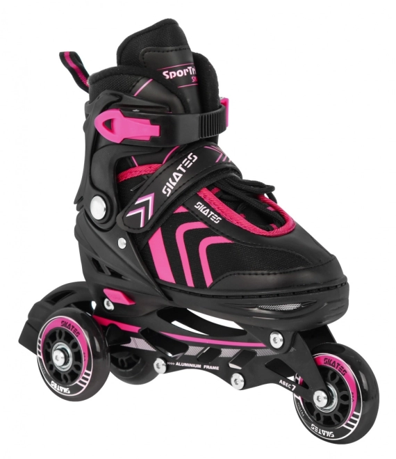 Set 4 in 1 Pattini a rotelle, rollers e pattini da ghiaccio per bambini taglia 29-33 Rosa – Rosa