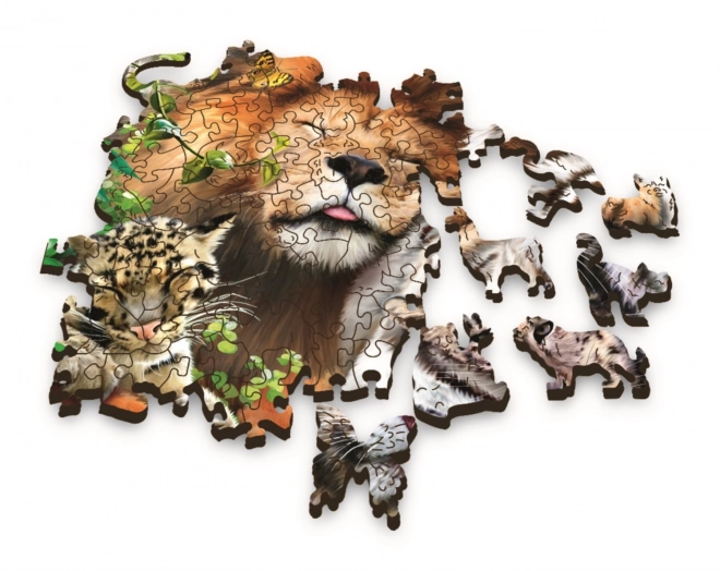 Puzzle Trefl Wood Craft Origin Gatti Selvatici nella Giungla 501 Pezzi