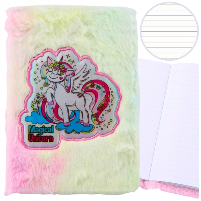 Notebook peluche con unicorno colorato A5