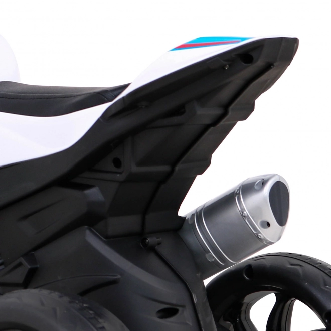 BMW HP4 Motocicletta per bambini a batteria Blu + 3 ruote + LED + MP3 USB + Pelle Eco