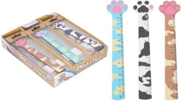 Righello in legno con motivo zampa di gatto 13 cm