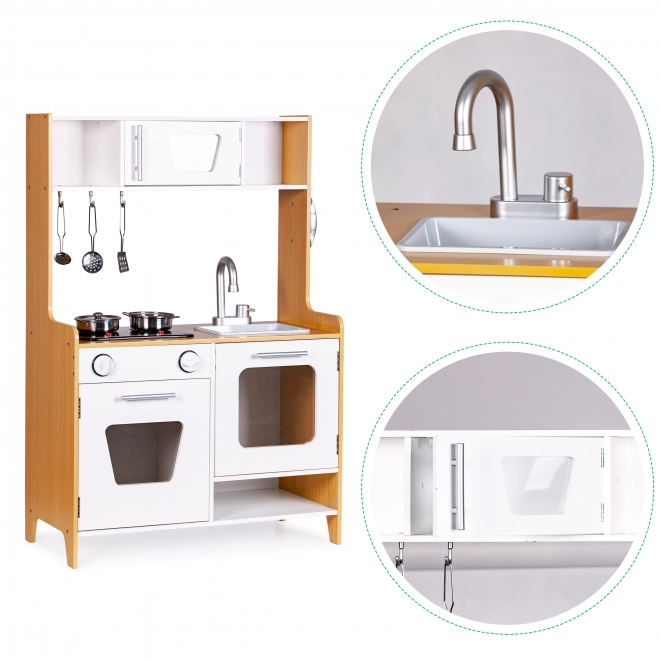 Cucina per bambini in legno con fornelli multimediali ECOTOYS