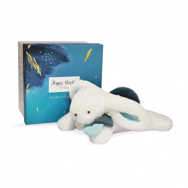 Set regalo con peluche Coniglietto blu scuro 25 cm