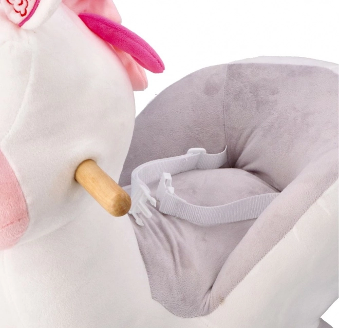 Bambola cavalcabile con seggiolino dolce unicorno