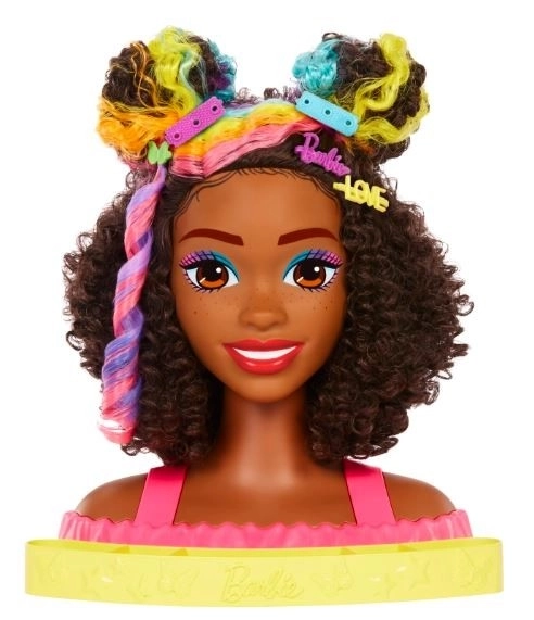 Testa per acconciature Barbie Arcobaleno Neon Ricci