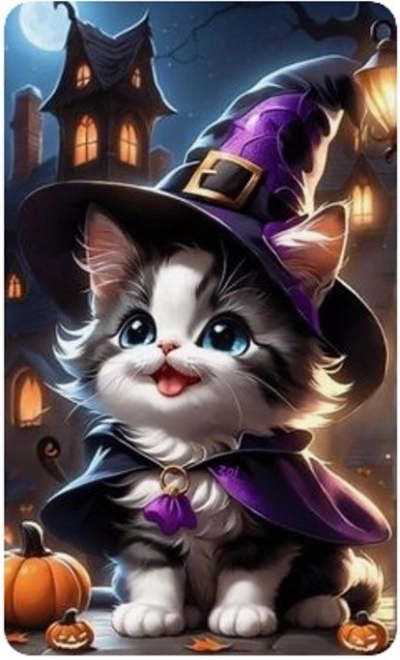 Mozzaico di diamanti - Gattino Halloween