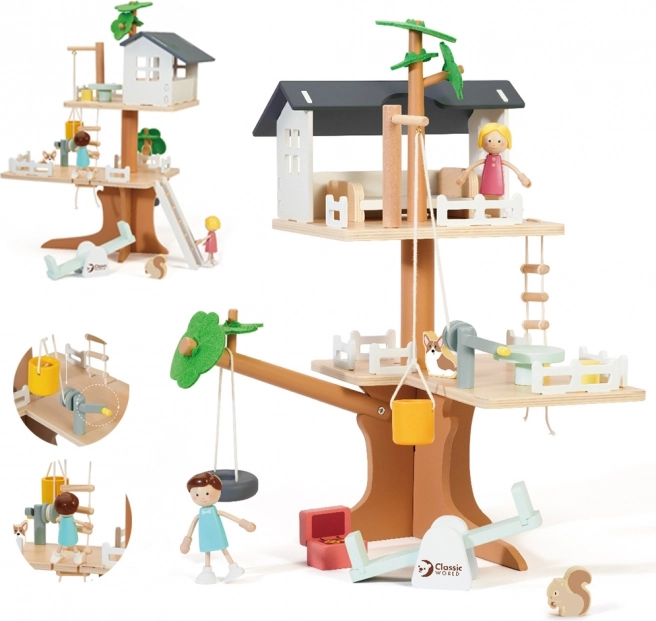 Classic World casetta sull’albero in legno per bambole, 31 pz