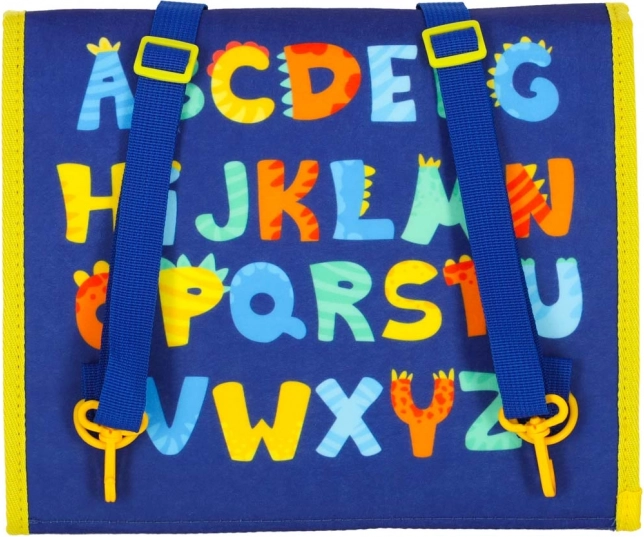 Tavola sensoriale manipolativa Montessori con tema di dinosauro blu