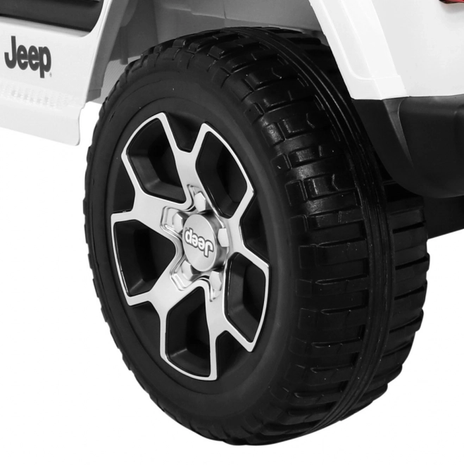 Jeep Wrangler Rubicon batteria per bambini Bianco + telecomando + radio MP3 LED + ruote EVA