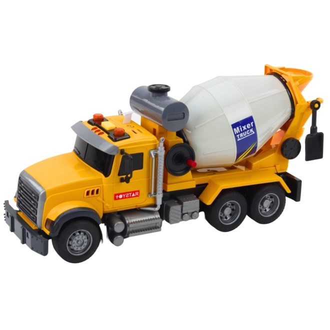 Camion giallo con betoniera con luci e suoni