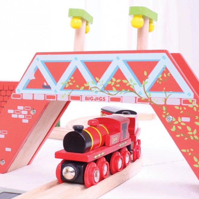 Locomotiva rossa con tender e 3 binari Bigjigs Rail