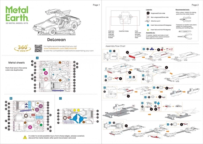 Modello 3D in metallo DeLorean