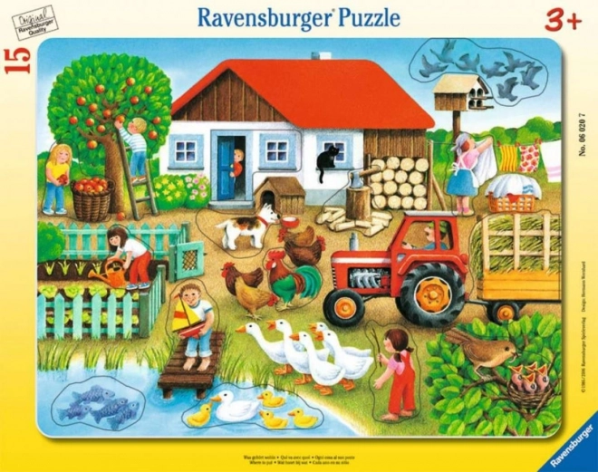 Puzzle ad incastro Ravensburger Villaggio – Dove va cosa? 15 pezzi