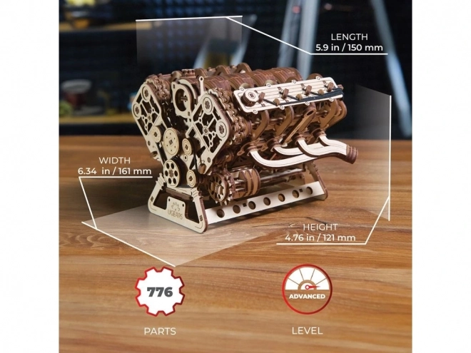 Puzzle meccanico in legno 3D V8 Engine Ugears