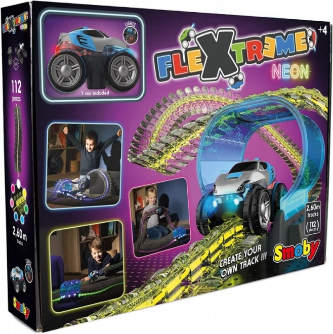 Circuito flessibile Smoby Flextreme Neon con auto - set di partenza