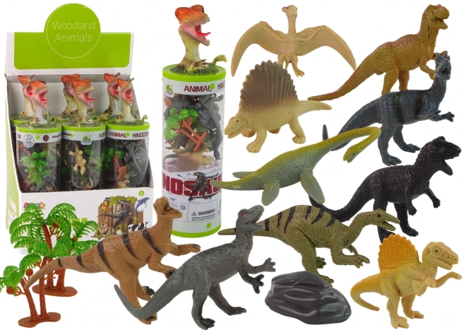 Set figure dinosauri in tubo con accessori