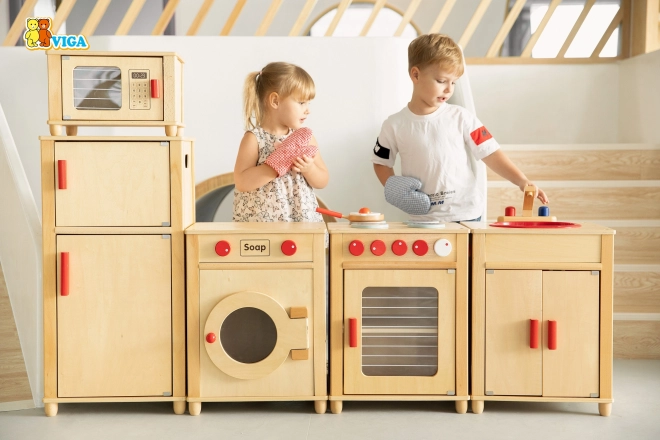 Grande cucina in legno per bambini del marchio Viga con certificato FSC