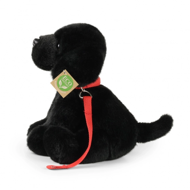 Labrador di peluche ecologico nero con guinzaglio 28 cm