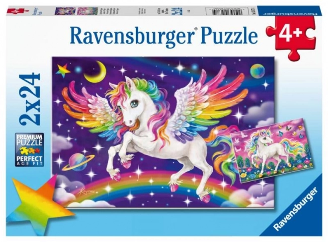 Puzzle Unicorno e Pegaso 2x24 Pezzi