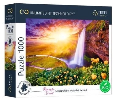 Puzzle Romantico Tramonto a Seljalandsfoss Islanda 1000 Pezzi