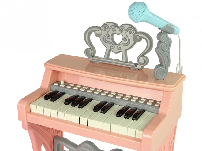 Pianoforte Elettrico Rosa con Sgabello 25 Tasti