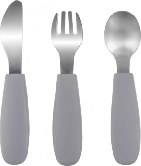 Posate per bambini in silicone, Dove Grey