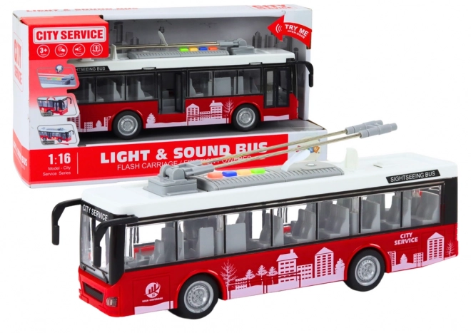 Modello Trolleybus Bianco Rosso 1:16