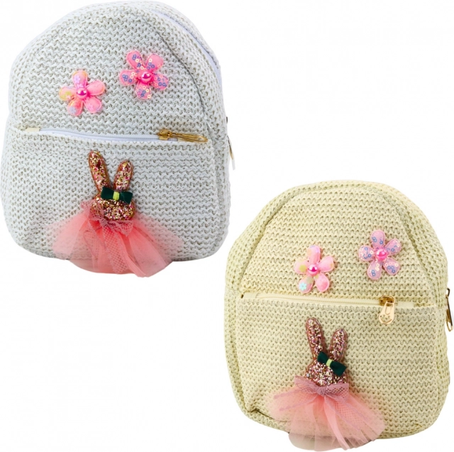Zainetto per bambini con ricamo Coniglietto nel vestito Fiori