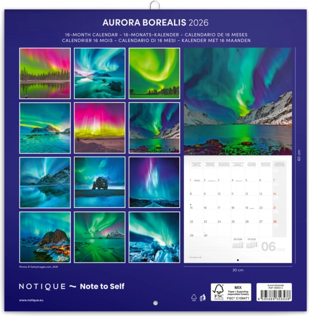 Calendario per appunti Aurora Boreale 2026