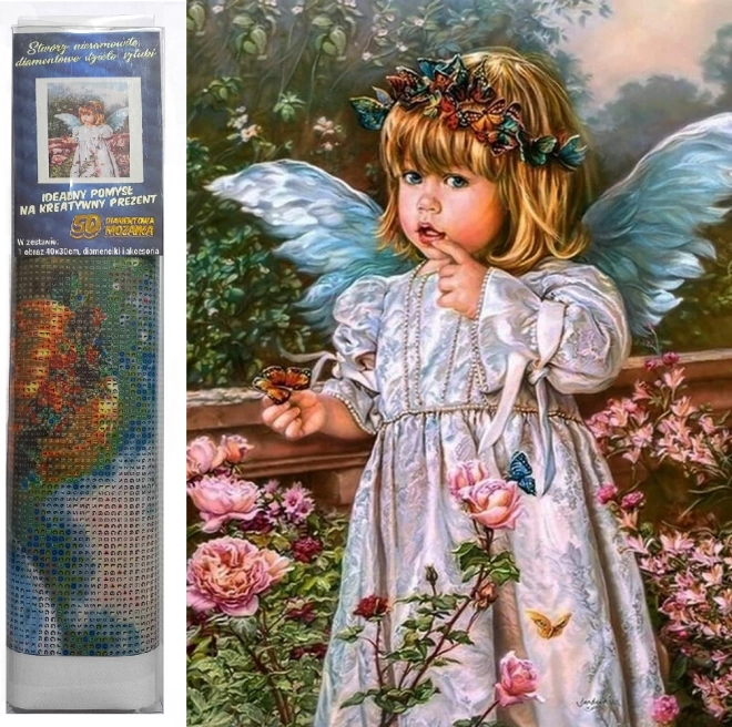Pittura di diamanti Angelo con fiori 30x40 cm