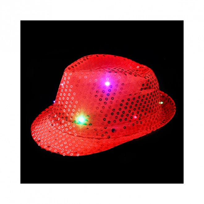 Cappello da discoteca rosso con luce LED per adulti