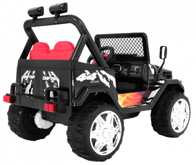 Auto fuoristrada per bambini a batteria Raptor Drifter Black + telecomando + partenza lenta + EVA + suoni Luci