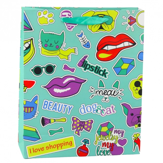 Borsa regalo colorata con adesivi