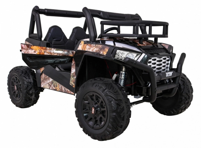 Buggy UTV Off-road per bambini nero + telecomando + porta bagagli + partenza lenta + EVA + MP3 LED