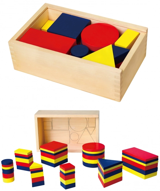 Blocchi logici di legno forme geometriche Viga Toys Montessori