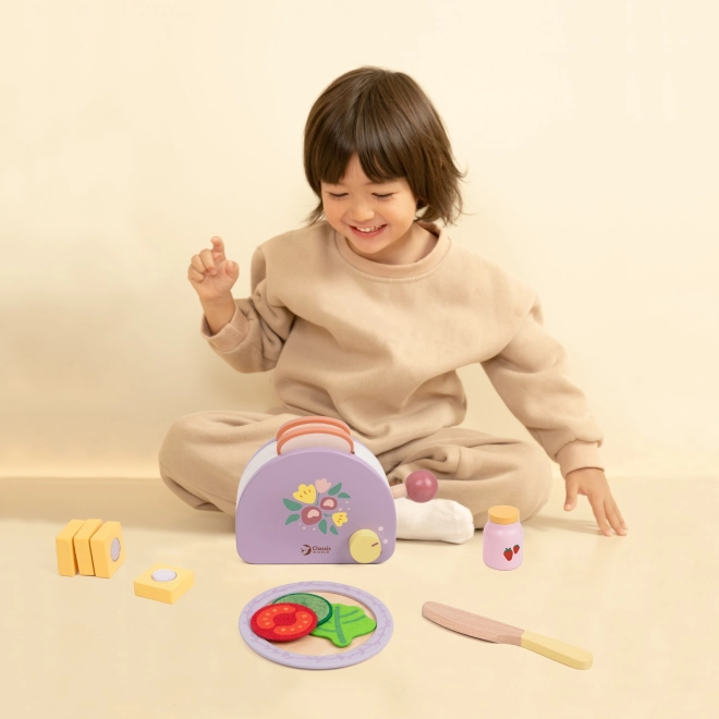 Tostapane da colazione in legno con accessori 13 pezzi