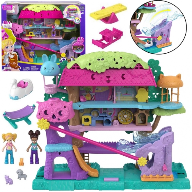 Set gioco Polly Pocket avventure animali casa sull'albero