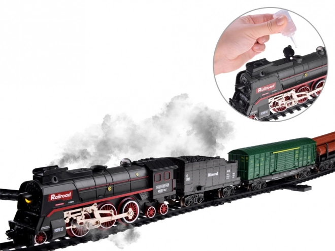 Grande trenino elettrico con locomotiva fumante