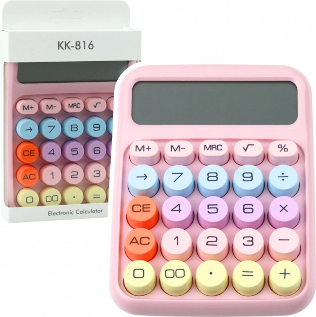 Calcolatrice a batteria rosa per ufficio e scuola