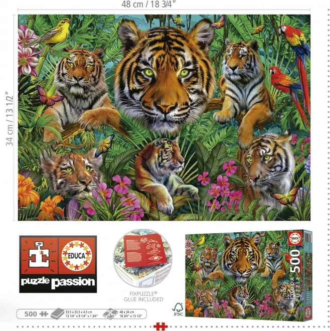 Puzzle tigri nella giungla 500 pezzi