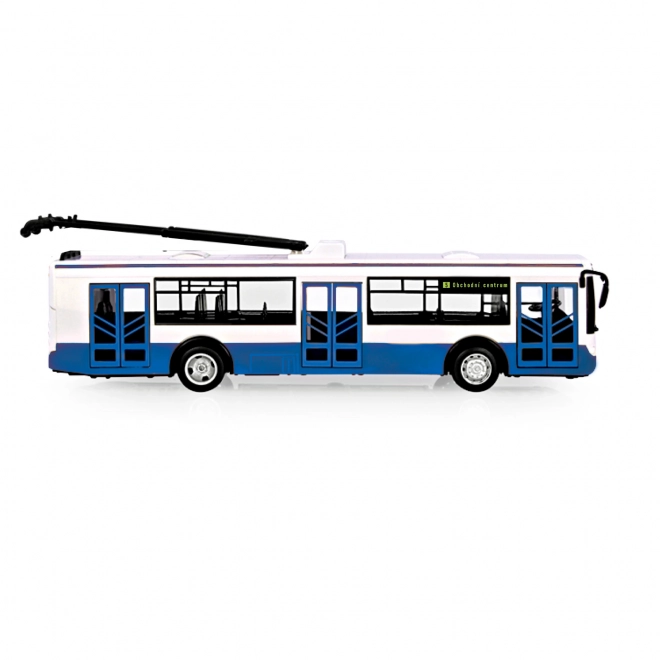 Trolleybus con annuncio fermate in ceco 28 cm blu