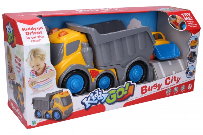 Camion Ribaltabile con Effetti Kiddy con Bulldozer